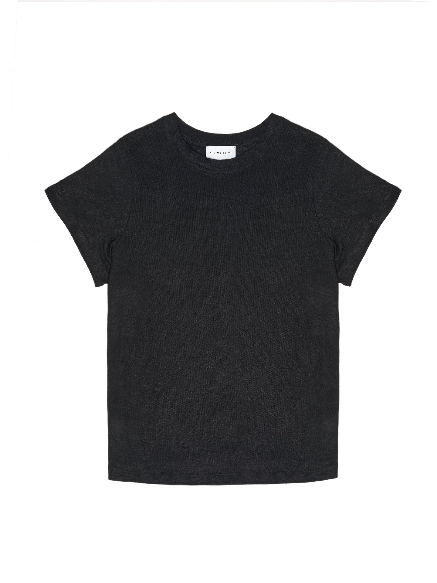 Leinen T-Shirt - schwarz