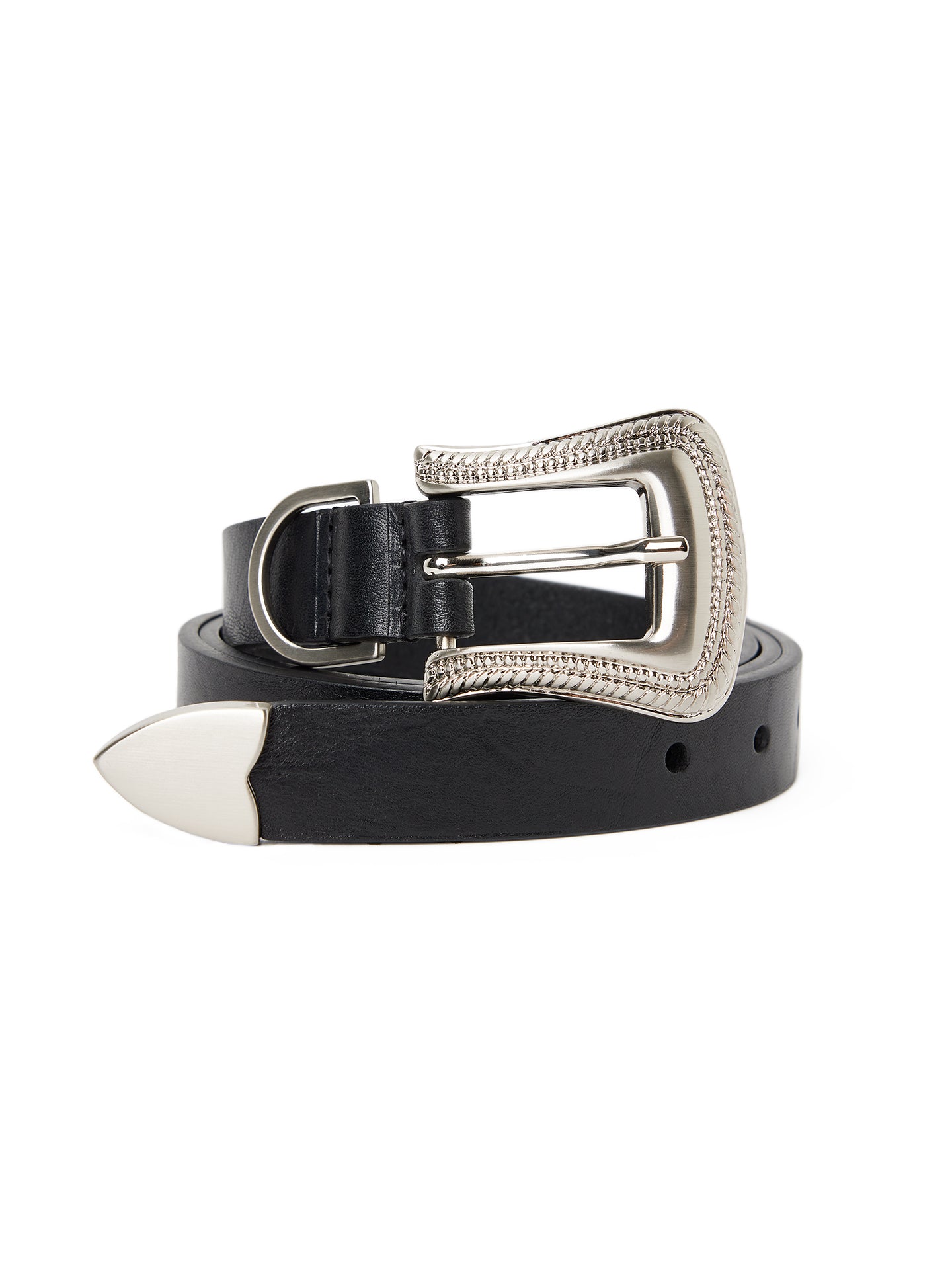 Black suede belt - silver buckle