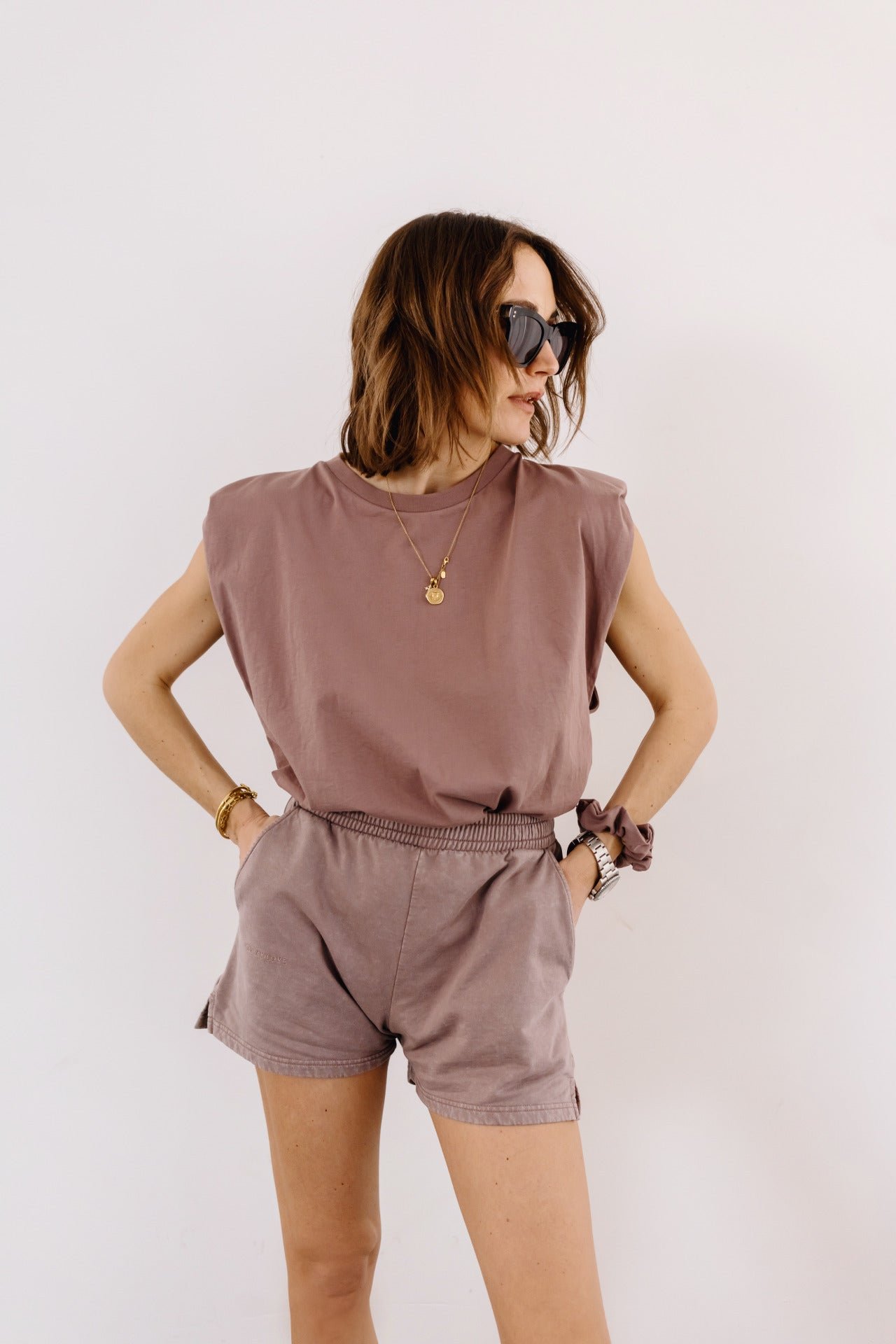 Schulterpolster Shirt - Mauve