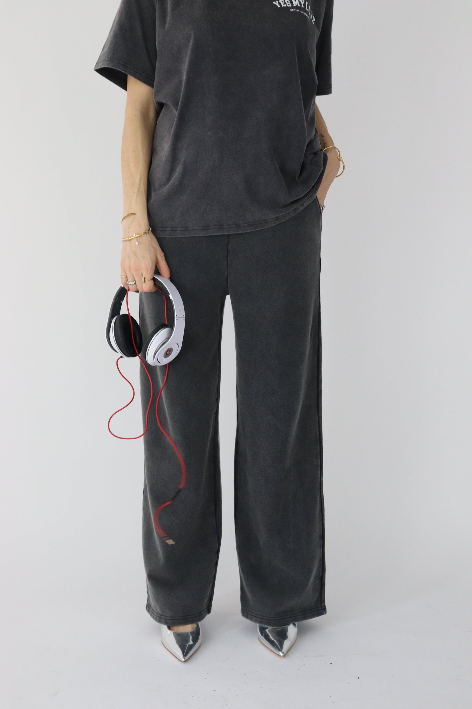 Sweatpants - gerades Bein - Vintage schwarz
