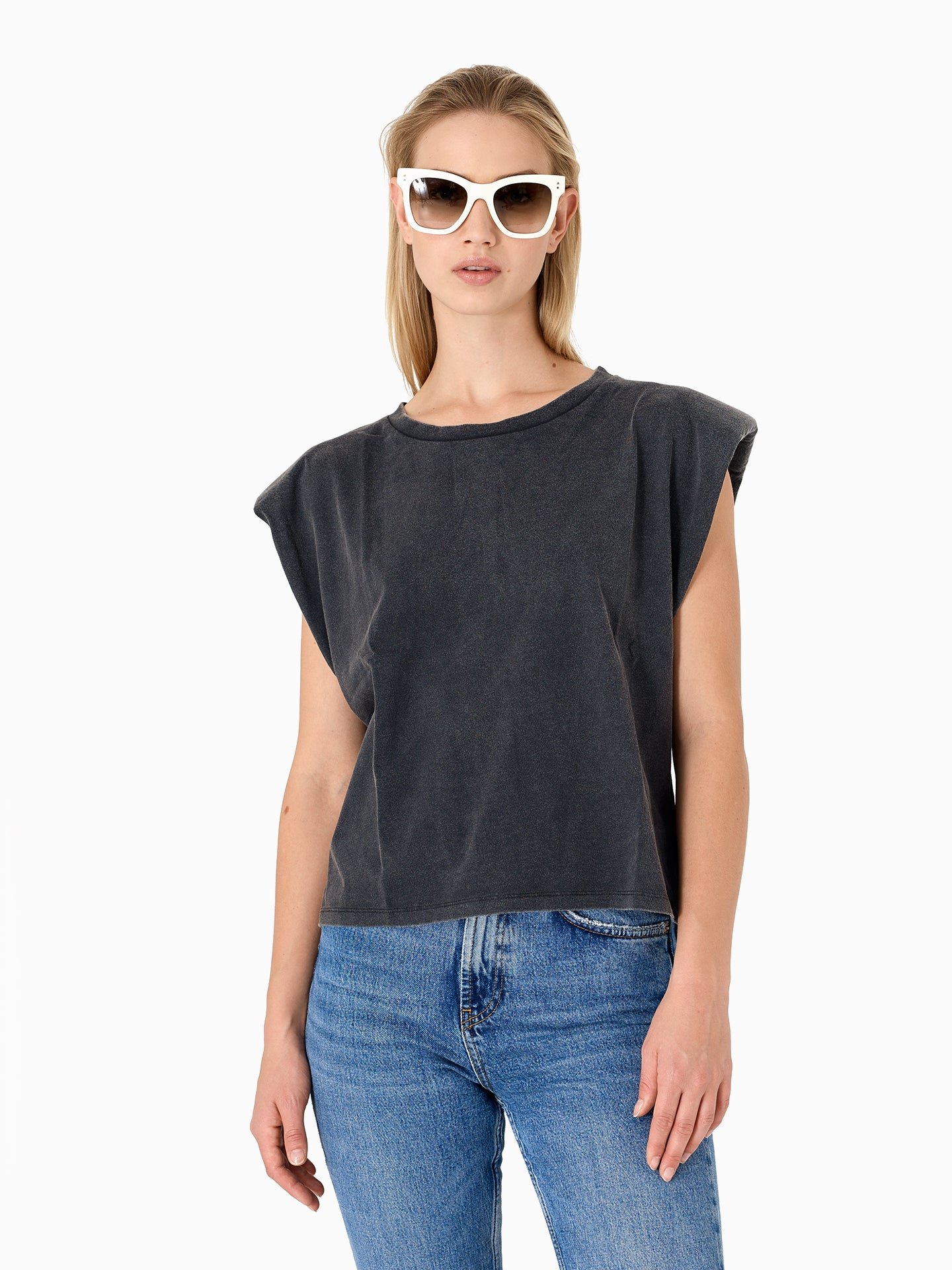 Schulterpolster Shirt - Vintage Schwarz