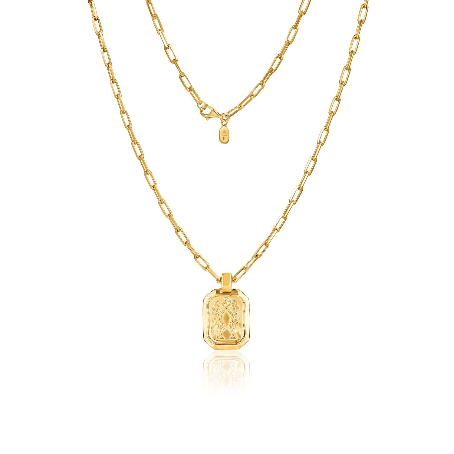 Gemini Pendant Zodiac Birthstone Necklace in Gold