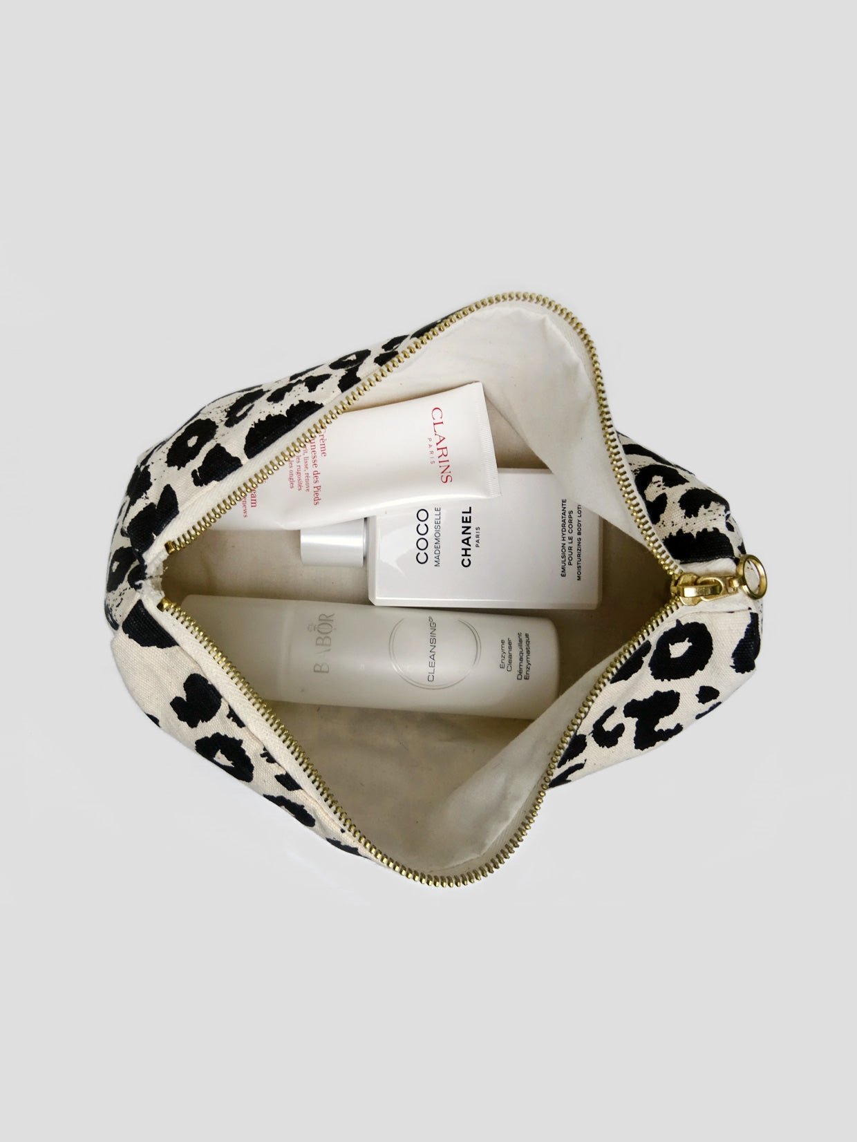 Leo Kosmetik Bag Large - schwarz/creme